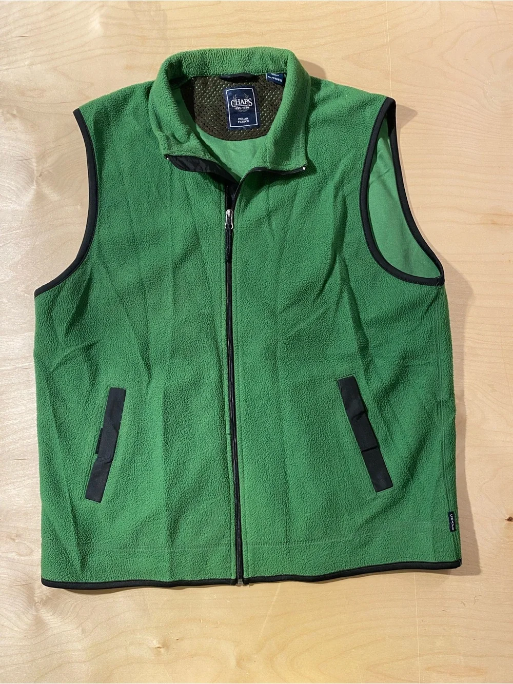 Chaps Men’s Green Polar Fleece Vest - Full-Zip Layering Piece XL (SX)